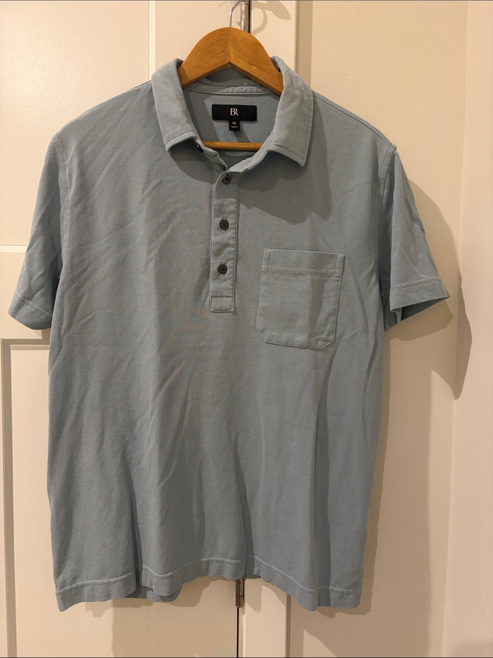 Banana Republic Light Blue Short-Sleeve Polo Shirt with Chest Pocket